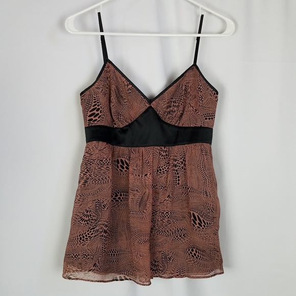 Vintage 90s Y2K Silk Spaghetti Strap Top Empire Waist Satin Trim S Express - Picture 5 of 7